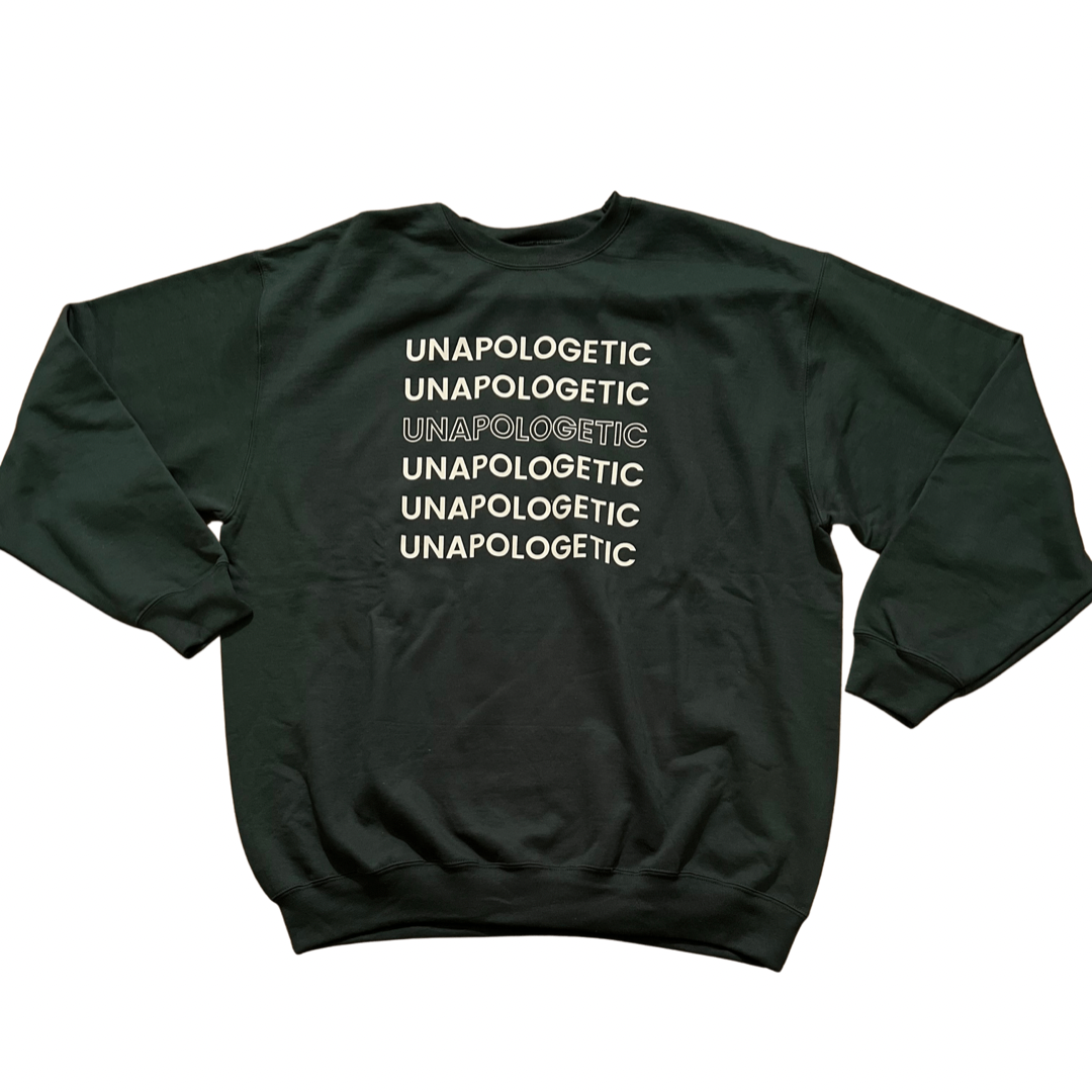"Unapologetically Naija" UNAPOLOGETIC Crew Sweatshirt (FOREST GREEN)