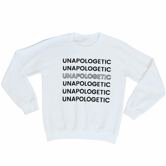 "UNAPOLOGETIC" Crew Sweatshirt (White/Black)