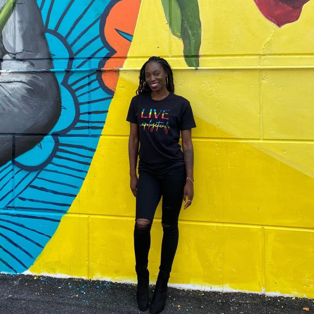 Live Unapologetically T-Shirt (Black/Rainbow)