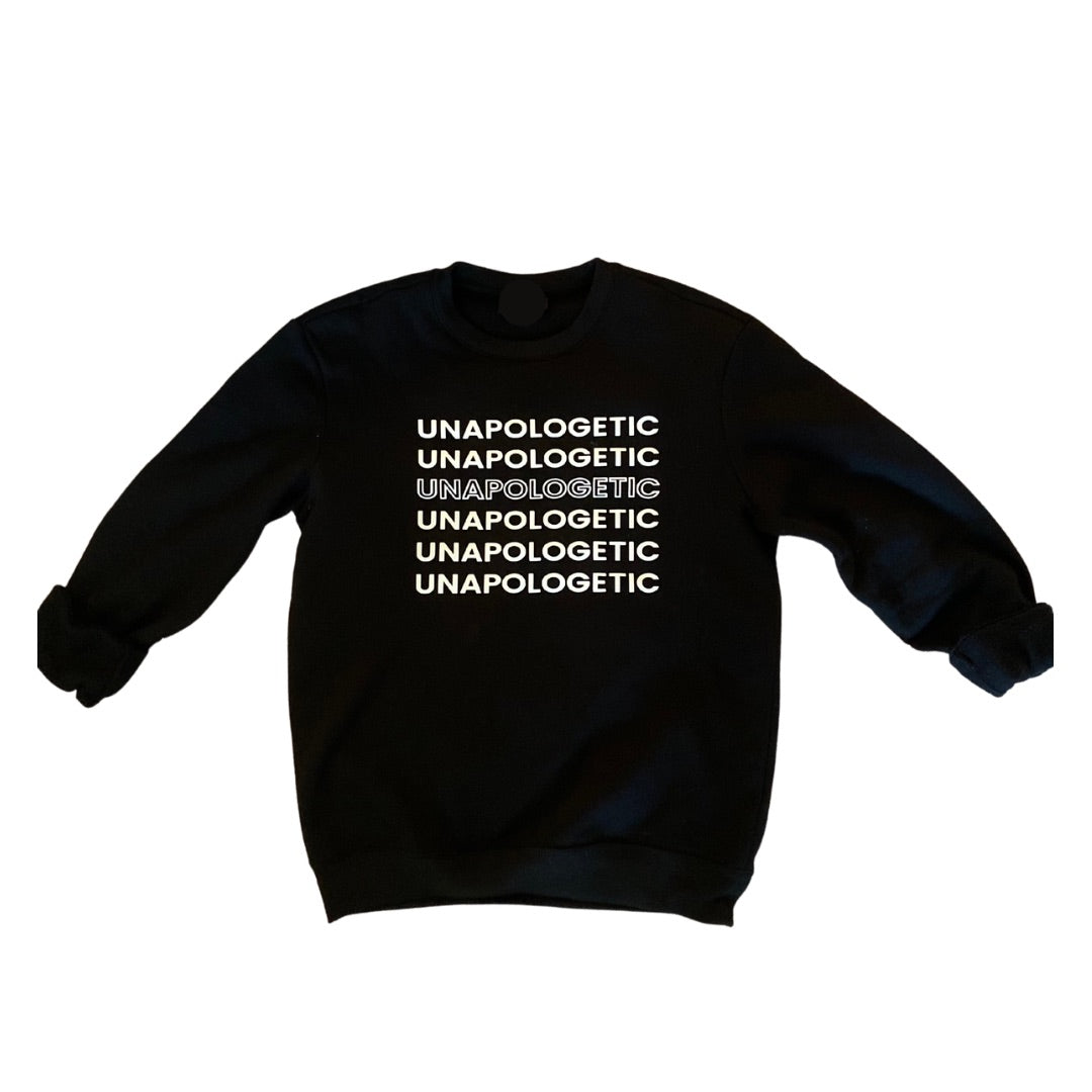 "UNAPOLOGETIC" Crew Sweatshirt (Black/White)